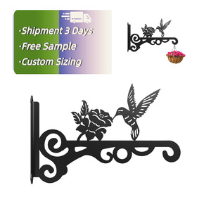 Mangeoire à oiseaux en forme de lanterne à vent, porte-plante mural en métal de 10 pouces, motif oiseau, crochet antirouille pour intérieur et extérieur - Product Image 2