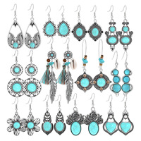 Pendientes Estilo Bohemio Vaquero para Mujer, Accesorios para Conciertos Country, Joyería Vintage, Pendientes Colgantes en Forma de Gota de Agua