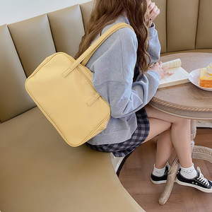 Women's Shoulder Bag Milk Apricot Large Capacity Zipper Closure Casual Everyday Use Spring 2025 - Product Image 1