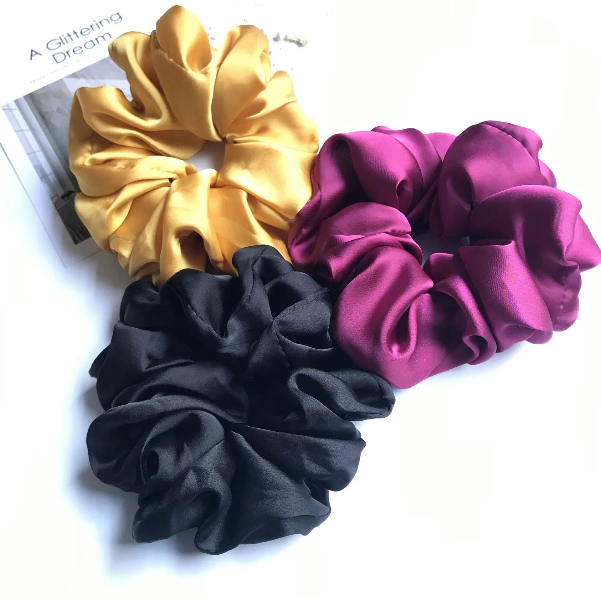 Satin Seide Einfarbig Scrunchies Elastische Haar Bands Neue Frauen Mädchen Haar Zubehör Pferdeschwanz Halter Silk Haarband