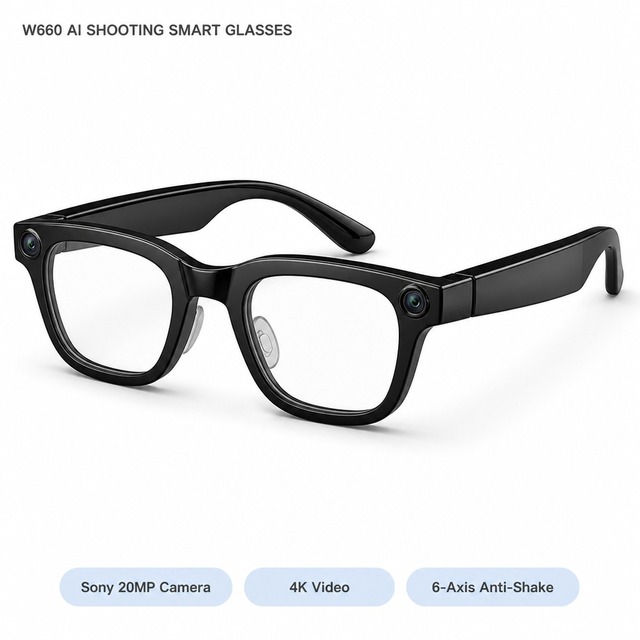 W660 AI Smart Glasses 20MP Camera 4K Video Recording EIS  Audio AI Translation 139 Languages IP66