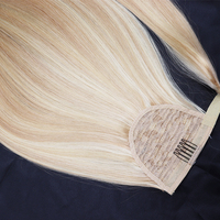 Extension de Cheveux Humains Bruts du Vietnam, Queue de Cheval Blonde à Enrouler et Clipser