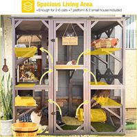 Enclos extérieur pour chat à plusieurs niveaux, Catio en treillis métallique avec plateformes d'escalade, portes d'accès, toit couvert, maison de jardin pour chat, vente en gros