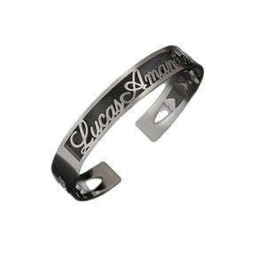 Haomi-Pulsera de acero inoxidable personalizada con nombre en inglés, pulsera de moda con medio esqueleto, para parejas, regalo de vacaciones - Product Image 2