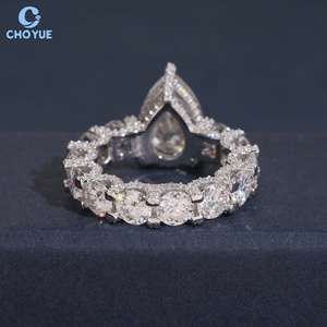 Hip Hop <b>for</b> <b>Men</b> Jewelry Moissanite Engagement <b>Ring</b> Pear Cut Pave Setting 925 Silver Rhodium Plated Women's Luxury Jewelry - Product Image 4