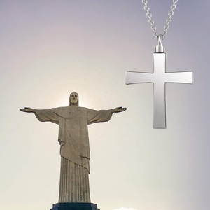 Isunni de Plata de Ley 925 recuerdo Memorial joyería de la cremación cenizas urna Colgante Cruz Collar para hombres y mujeres - Product Image 6