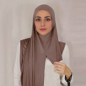 2024 Newest Soft Cotton Jersey Double <strong>Loop</strong> Instant Hijab Muslim Headwrap Islamic Headscarf <strong>Scarf</strong> - Product Image 1