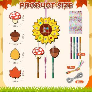 Ensemble de 12 carillons à vent de Pâques en peuplier non fini, motifs patte de chat, <span class=keywords><strong>maison</strong></span>, poisson, à colorier soi-même pour enfants, pour la décoration de la <span class=keywords><strong>maison</strong></span> - Product Image 3