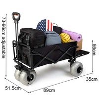 Chariot de camping pliable à roues en caoutchouc, chariot utilitaire portable, chariot de plage robuste, chariot de transport pour pique-nique et courses en extérieur