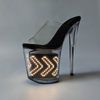 Sandales sexy pour femmes à lettres décoratives, talons hauts 20 cm, 23 cm, 26 cm, chaussures de pole dance, chaussures exotiques pour femmes avec écran électronique
