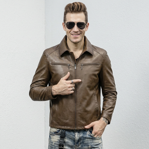 Veste en cuir véritable marron sur mesure pour homme, coupe ajustée élégante, vêtement d'extérieur d'hiver, veste en cuir véritable de qualité supérieure fabriquée à la main - Product Image 1