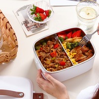 Kotak Makan Listrik 2 in 1 Portabel Pemanas Makanan Stainless Steel Kompatibel untuk Mobil Penghangat Makanan Listrik