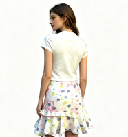 Ensemble deux pièces pour femmes, imprimé floral et papillon, haut court à manches courtes, jupe à volants, ourlet irrégulier, tenue décontractée