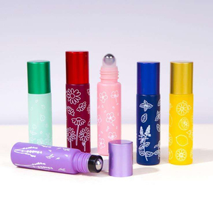 Custom <b>Macaron</b> Colorful Roll-On Glass Perfume Bottle 10ml Silk Screen Printing Flower Pattern Cylinder Shape Personal 100pcs <b>Box</b> - Product Image 4