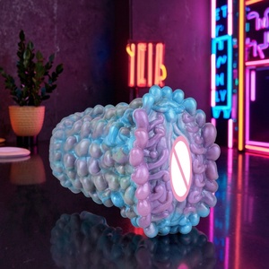 GEEBA 17*11*22CM Masturbador Masculino de Silicona con Diseño de Crisantemo de Terciopelo, Juguetes Sexuales Eróticos, Estimulador Masculino de Fantasía Colorido - Product Image 1