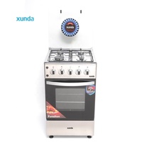 Cuisinière à gaz Xunda de qualité supérieure en acier inoxydable avec four de 55 L, cuisinière à gaz 4 brûleurs avec four 50*50 pour restaurant et usage domestique