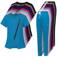 Tenue d'infirmière à manches longues avec logo personnalisé, ensemble de blouses médicales et de pantalons de jogging, meilleur prix, tissu tissé, couleur gris