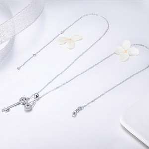 قلب جديد مفتاح القفل رومانسية الحب سلسلة الأوروبية والأمريكية الأزياء s925 فضة زوجين قلادة SCN290 - Product Image 3