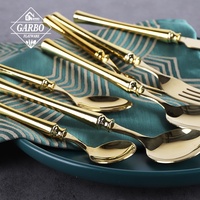 Joli ensemble de couverts en acier inoxydable de 24 pièces, design contemporain, marque Garbo, manche en plastique ABS transparent, couverts à steak pour la maison
