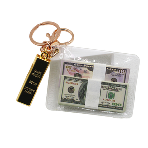 2025 Fashionable Cartoon Alloy Carabiner Keychain Simulated Banknote USD GBP TWD KRW Pendant Gold <b>Bar</b> Waterproof Lightweight - Product Image 1