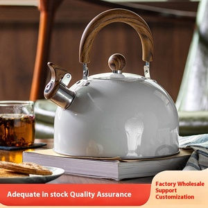 European American Light Luxury 3L Whistle Pot Wood Grain Folding Handle Cross-Border Stainless Steel Whistle <strong>Kettle</strong> <strong>White</strong> Color - Product Image 5