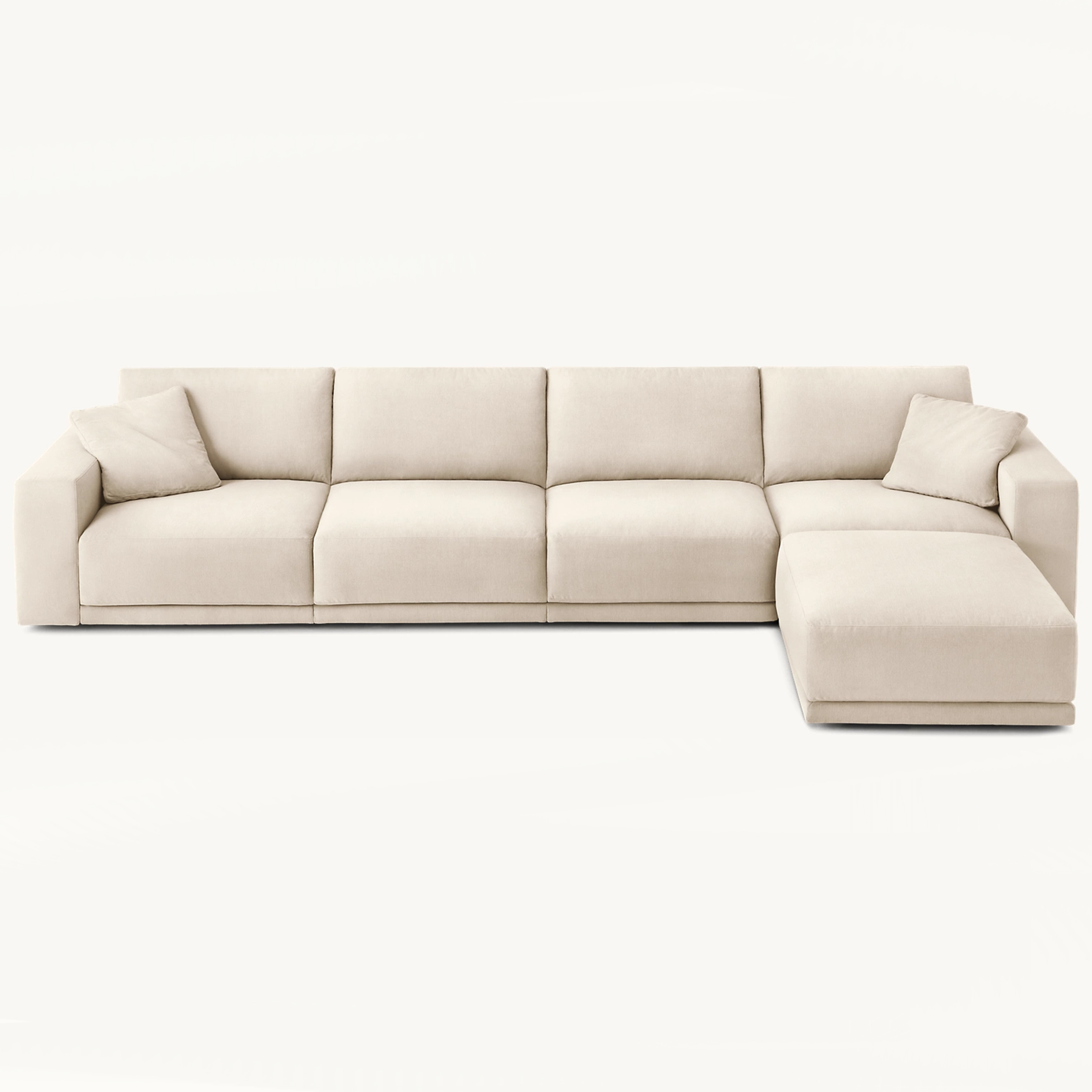 white linen cover sectional couch