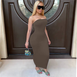 Robes de poitrine moulantes, sans manches, dos nu, couleur unie, tenue Sexy pour femmes, vente en gros, - Product Image 4