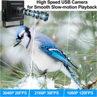 Cámara USB ELP 1080P 120fps 12MP M12 con Lente de 12mm 3.6mm, Cámara Mini IMX577 con Baja Iluminación, Webcam 4K para PC, Laptop, Raspberry Pi, Skype