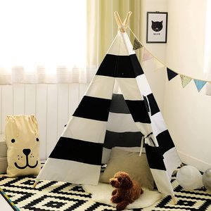 Tente <span class=keywords><strong>tipi</strong></span> pour garçons, 5 pieds-<span class=keywords><strong>Tipi</strong></span>-Bande noire et blanche-Tente de jeu pour enfants avec étui de transport en toile pour intérieur et <span class=keywords><strong>jardin</strong></span> - Product Image 2
