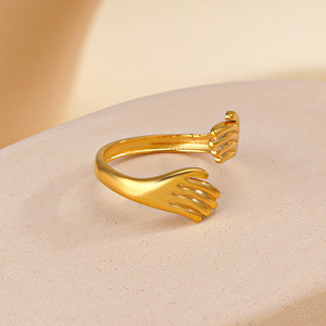 트렌디 한 힙합 스테인레스 스틸 보석 개인 보석 티타늄 스틸 허그 영원 밴드 반지 - Product Image 3