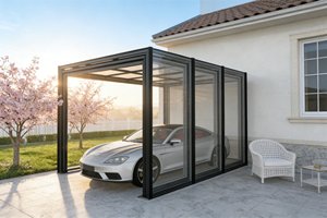 Gazebo Retráctil de Aluminio Moderno Prefabricado con Cristal para Exteriores, Cobertizo de Almacenamiento para Garaje, Patio y <span class=keywords><strong>Terraza</strong></span> - Product Image 3