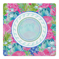 Tapis de protection de table pliable antidérapant motif floral cercle teal 80x80cm 3mm d'épaisseur pour Mahjong