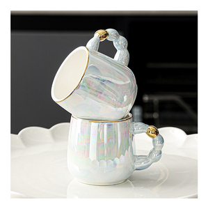 Jarra de agua fría de perlas hecha a mano de estilo lujoso, juego de agua de alta calidad, taza de café negra y jarra. - Product Image 2