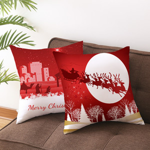 Nouveau rouge joyeux noël père noël housse de coussin canapé taie d'oreiller décorative taie d'oreiller couverture avec fermeture éclair voiture de noël maison - Product Image 6