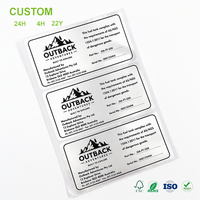 Étiquettes personnalisées en feuille d'argent pour déclarations de conformité, autocollants pour réservoirs de carburant d'équipement avec zone de texte standard, impression en gros