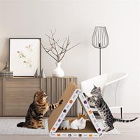 Griffoir pour chat pliable personnalisé en forme de triangle, 6 côtés utilisables, carton durable et recyclable, pour chats d'intérieur, lot de 3