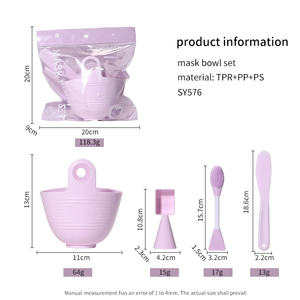 LMLTOP Ensemble de bols de <span class=keywords><strong>masque</strong></span> en silicone Brosse de <span class=keywords><strong>masque</strong></span> Cuillère Applicateur de costume Diy 4 Pcs Spa Facial Mask Mixing Bowl <span class=keywords><strong>Kit</strong></span> SY576 - Product Image 2