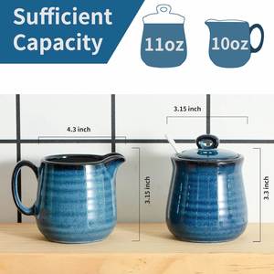 Ensemble de vaisselle en porcelaine personnalisé : Pichet à crème, distributeur de crème pour café, sucrier avec couvercle et cuillère pour le service - Product Image 4