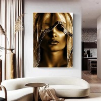 Moderne Or Noble Voile Femmes Peinture À L'huile Toile Affiche Art Déco Nordique Mur Art Imprimer Beau Maquillage Décoration de La Maison pour