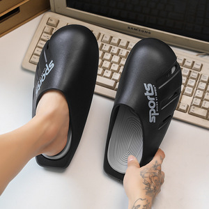 Fashion Sports Letter Print <b>Clogs</b> for Men, Breathable Hollow Out Platform Slides, Comfortable Indoor Outdoor Sandals - Product Image 3