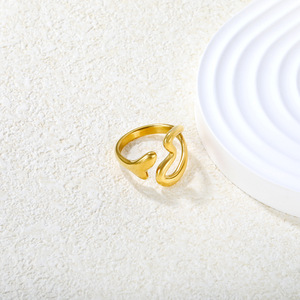 แหวนแฟชั่นทรงเรขาคณิตแบบเปิด ชุบทอง 18k ของขวัญเครื่องประดับสำหรับทุกเพศ - Product Image 3