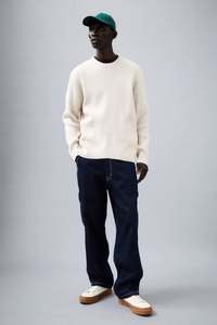 Pull en tricot polyvalent personnalisé Pull en coton à manches longues et col rond blanc pour hommes - Product Image 4