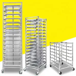 Fabrik preis Sonder anfertigung Metall Edelstahl Backblech Rack 6 12 15 Schichten Trolley Cart für Ofen Brot Kuchen Keks