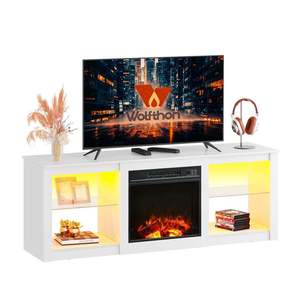 Support TV avec foyer électrique intégré de 23 pouces, 1500W, avec lumières LED et flamme à changement de couleur pour salon et centre de divertissement - Product Image 2