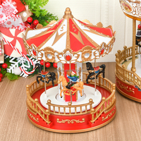 Mini Carrousel Musical Lumineux de Noël en Résine Délicate – Cadeau de Noël avec Musique – Vente en Gros Usine