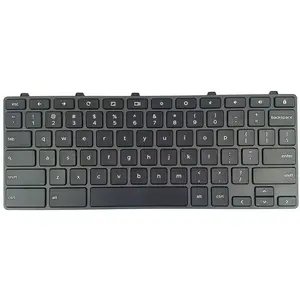 Teclado de layout us preto, teclado de substituição para dell chromebook 3100 5190 com botão de bloqueio, teclado de laptop