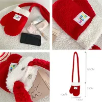 Sacs à bandoulière en peluche pour femmes, style dessin animé mignon, cadeau de Noël, sacs à bandoulière en fausse laine d'agneau pour filles, petits sacs à main adorables