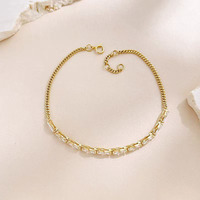 Bracciale Minimalista in Oro Giallo 18K con Diamanti Sintetici Taglio Marquise, Regolabile, Gioielleria Fine da Designer per Donne