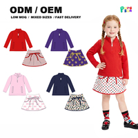 Tenues de yoga personnalisées OEM ODM imprimées, ensemble jupe-short athlétique à pois rouges et noirs pour bébés filles, vêtements de sport d'extérieur pour enfants
