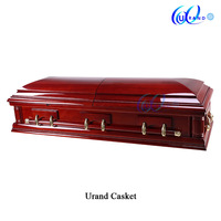 Nouveau design, cercueils américains en peuplier pour adultes avec finition rouge et cercueils personnalisables, modèle Urand A447D pour inhumation